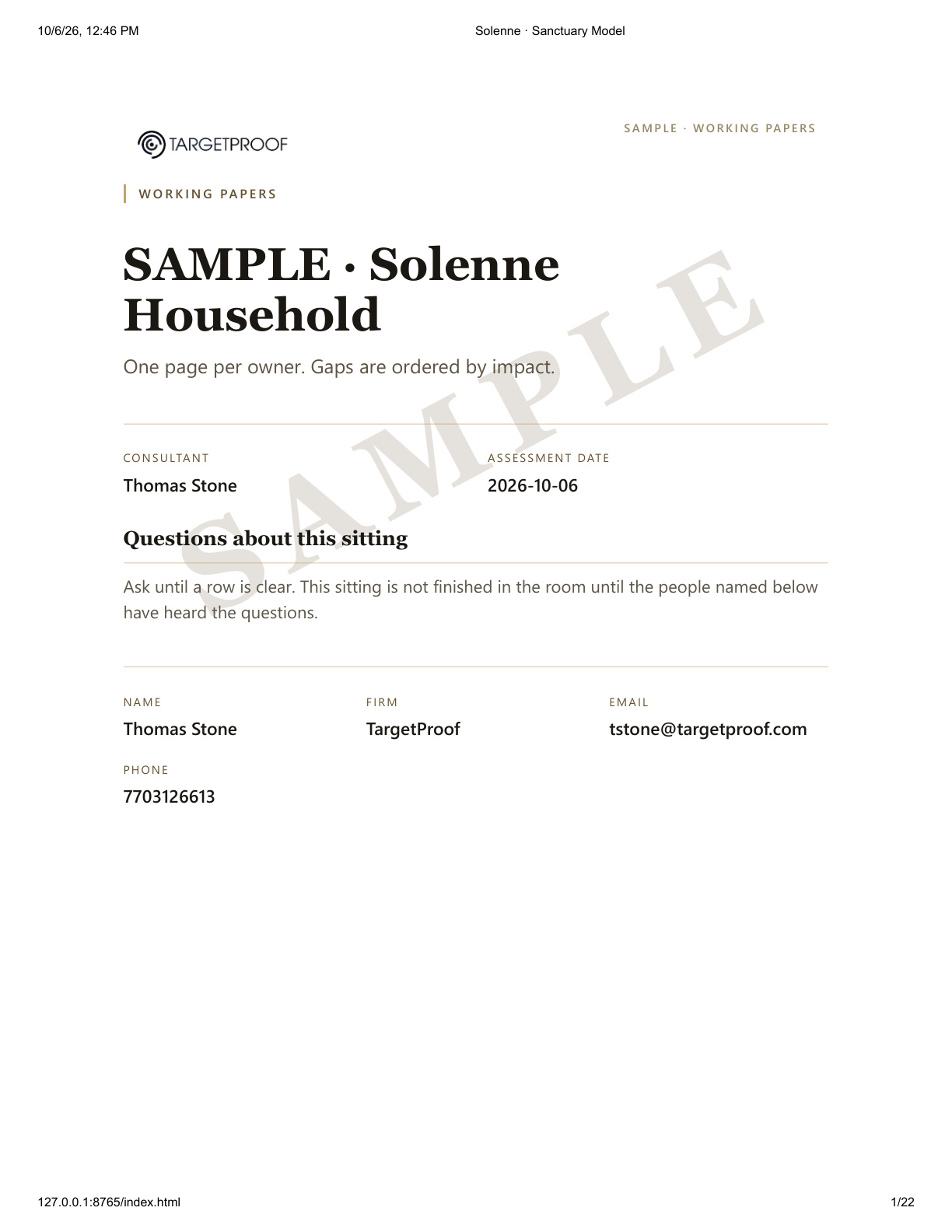 Working Papers sample cover